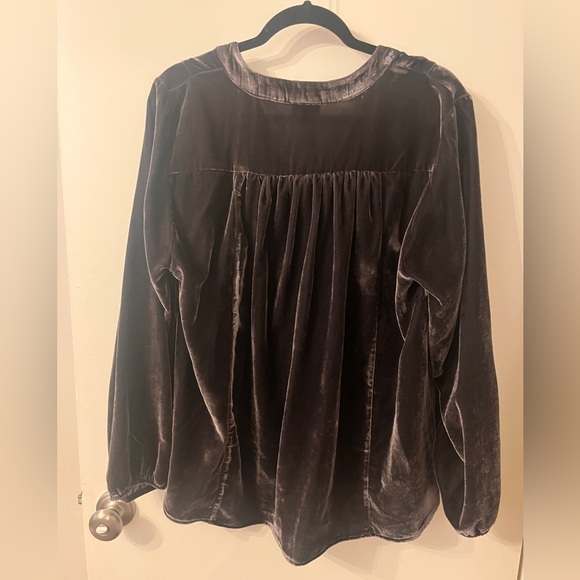 Velvet Embroidered Long Sleeve Blouse - Picture 3 of 4